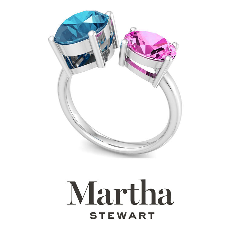 Martha Stewart 3 3/4ctw. Blue Topaz & Pink Sapphire Two Stone Ring In Sterling Silver image number null